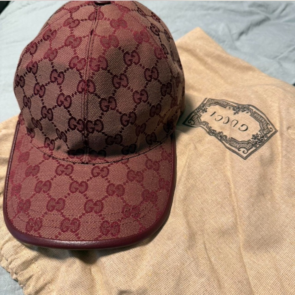 Gucci Red Monogram Baseball Hat Women’s Authentic